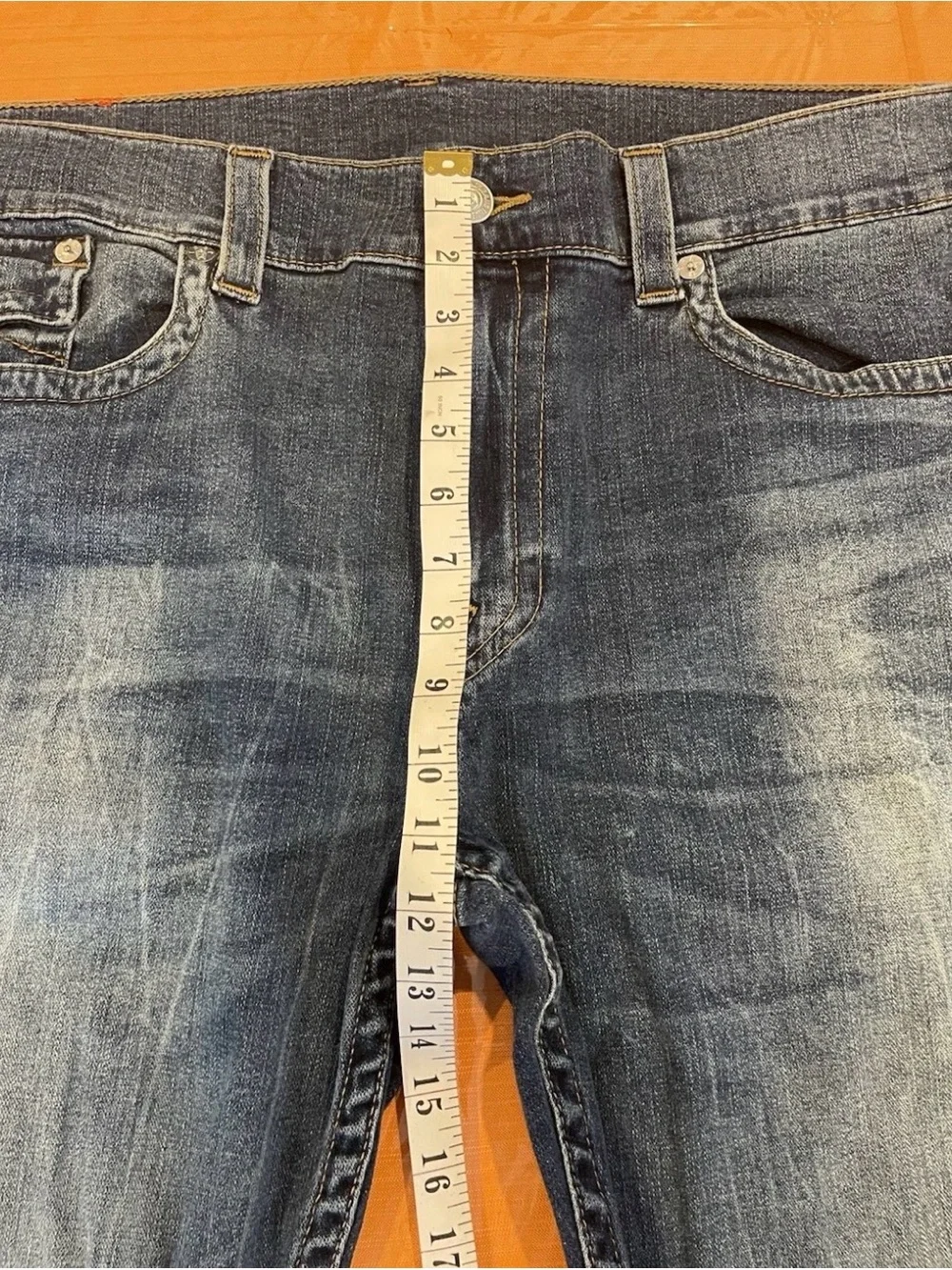 Y2K True Religion Jeans Rocco Relaxed Skinny Size 40 Blue Distressed Denim - Picture 12 of 14